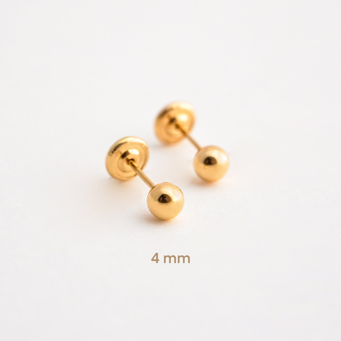 Aretes de Bebé de Bolitas en Oro 18K