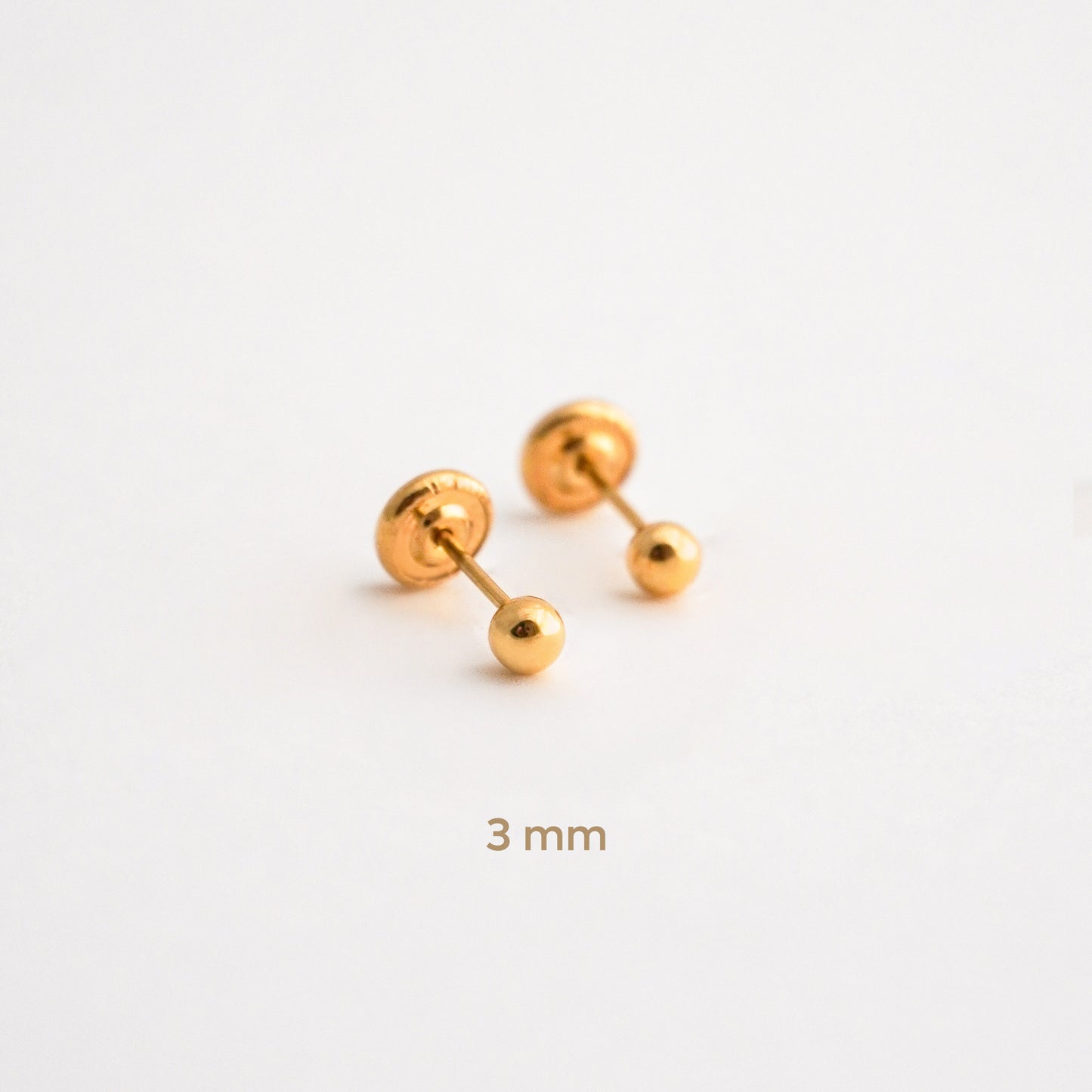 Aretes de Bebé de Bolitas en Oro 18K