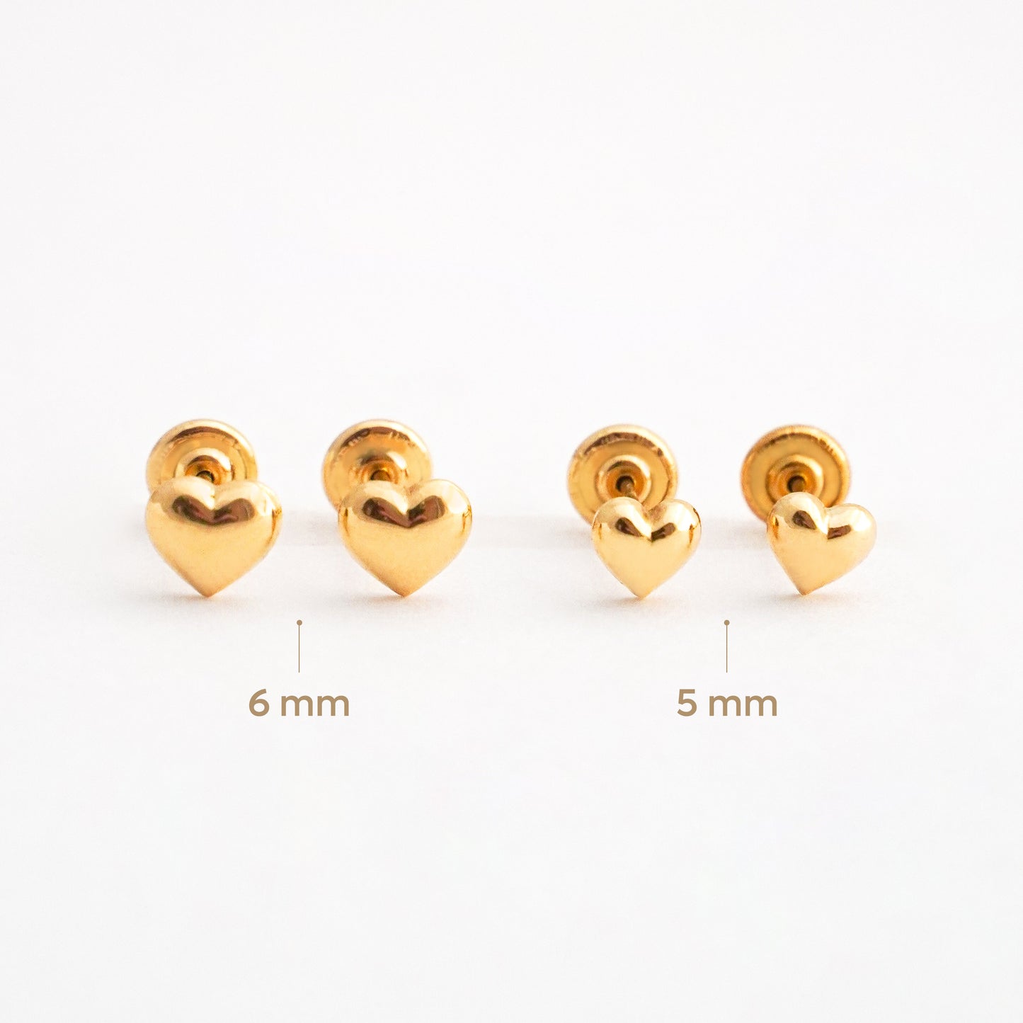 Aretes de Bebé de Corazón en Oro 18K