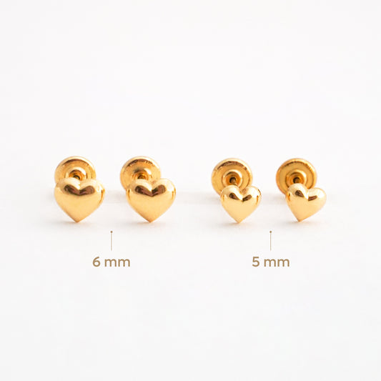 Aretes de Bebé de Corazón en Oro 18K