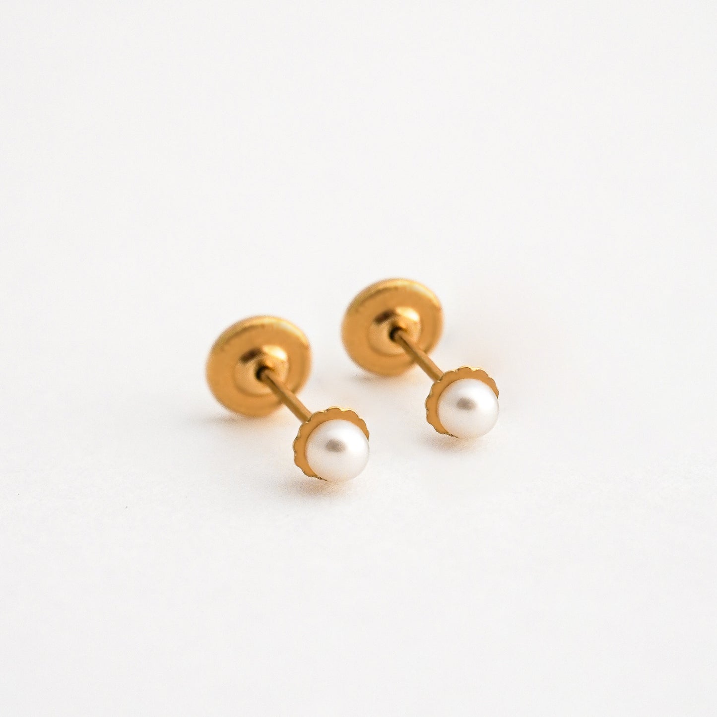 Aretes de Bebé de Perlas en Oro 18K