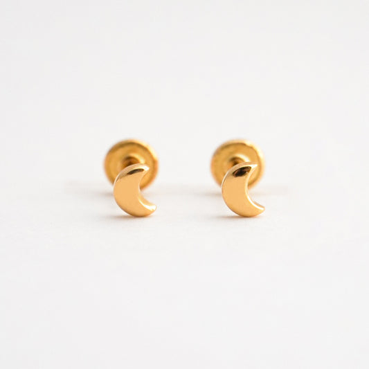 Aretes de Bebé de Luna en Oro 18K