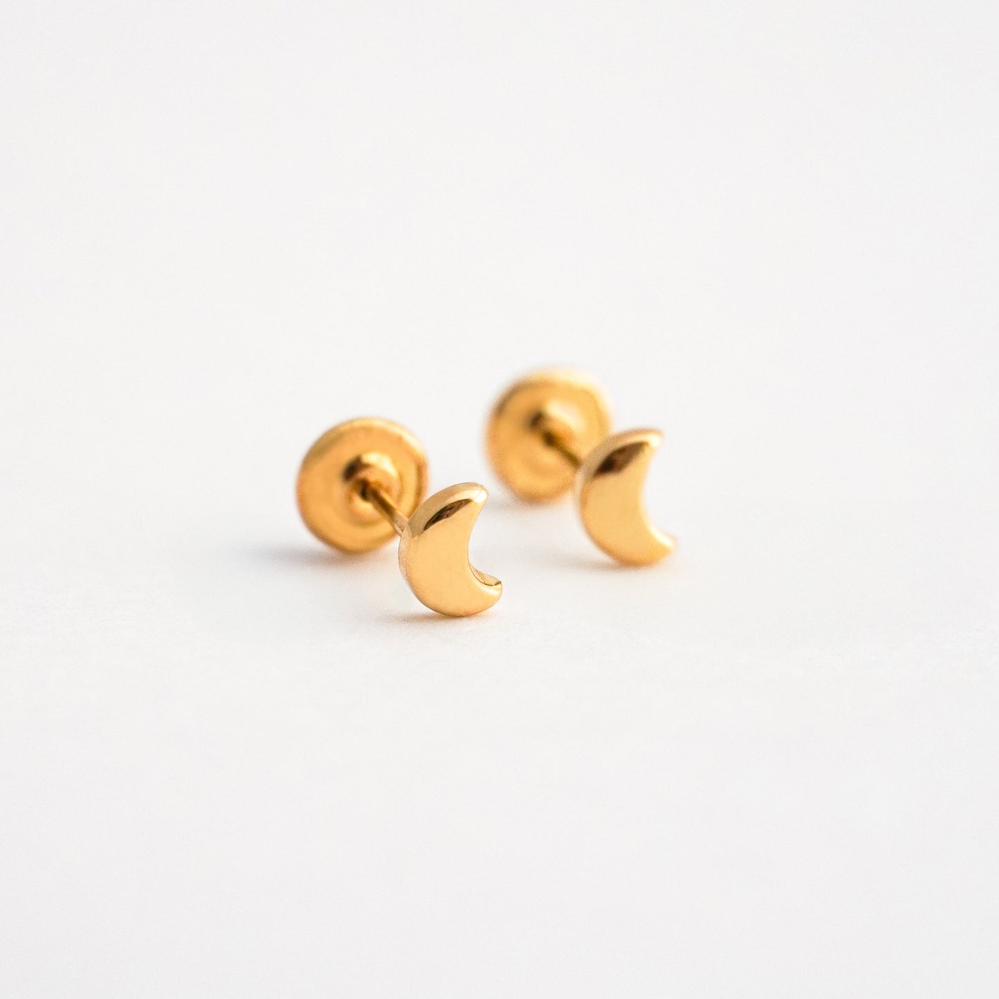 Aretes de Bebé de Luna en Oro 18K