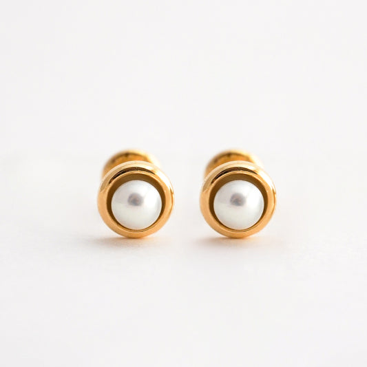 Aretes Bebé Perlas Biceladas en Oro 18K