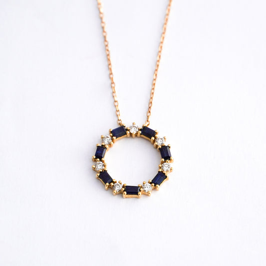 Collar Eternity zafiro con diamantes naturales Oro18k
