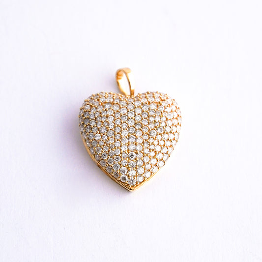 Dije corazon pave con diamantes naturales Oro18k