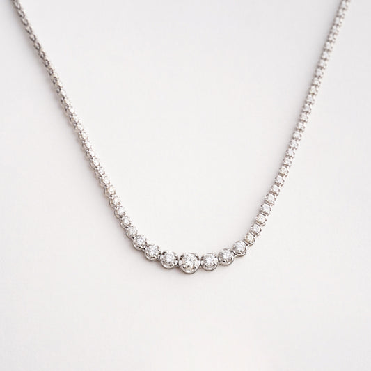 Collar Tennis Eternity de Diamantes en Oro 18K Blanco