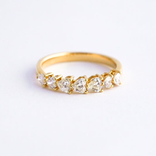 Anillo corazones rivier con diamantes naturales Oro18k