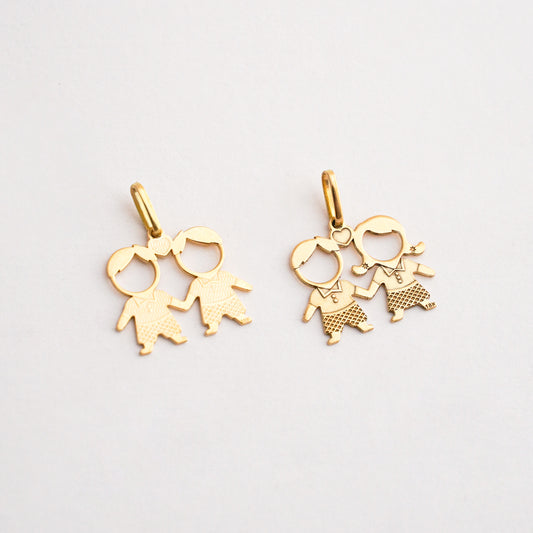 Dije de Niños Hermanos en Oro 18k