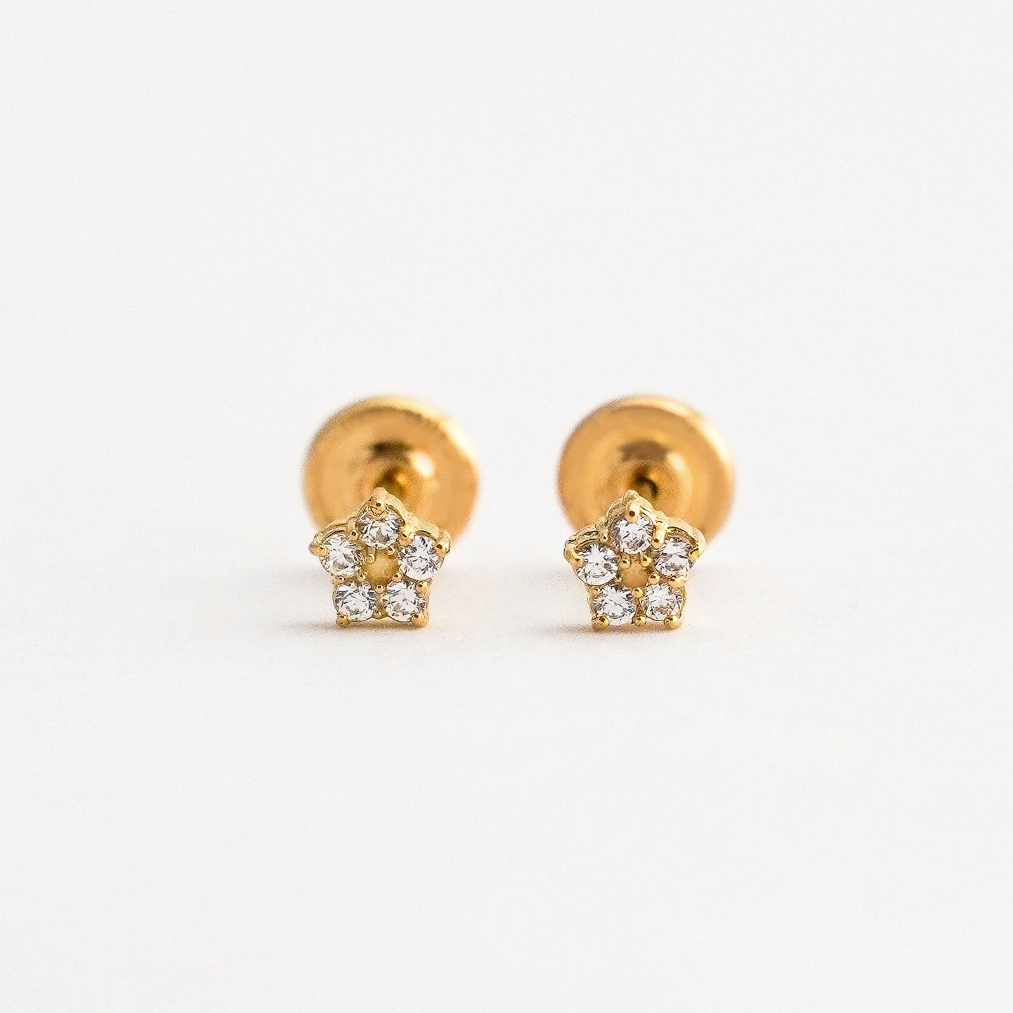 Aretes de Bebé Roseta Nori con circones en Oro 18k