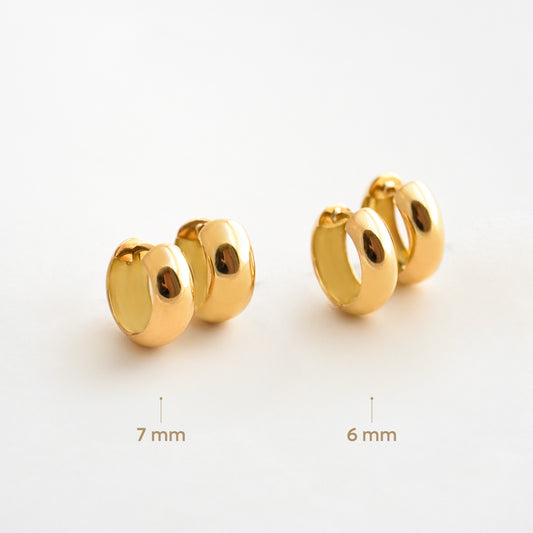 Argollas Media Caña Gruesas en Oro 18K