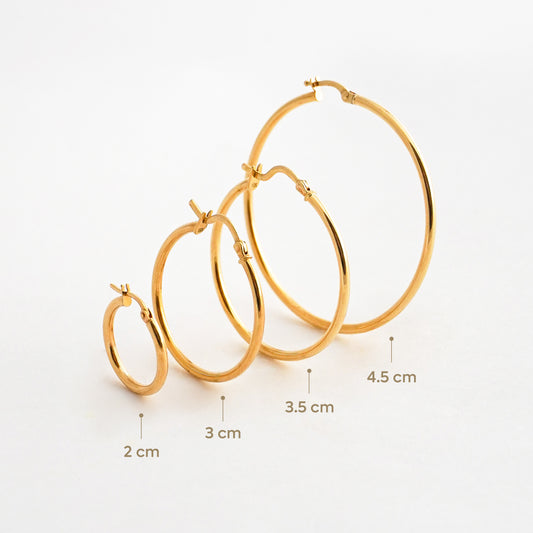 Argollas Tubo de 2 mm en Oro 18K