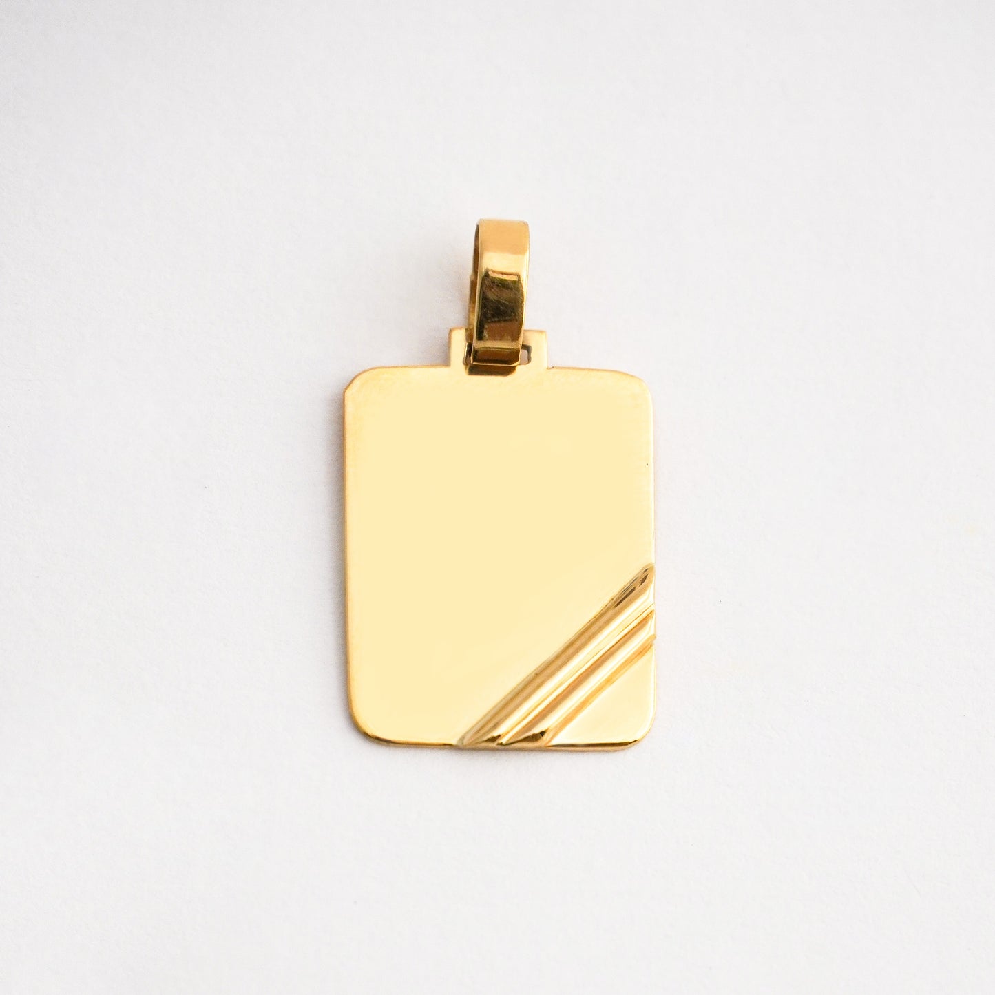 Dije Placa Rectangular Grabado Oro 18K