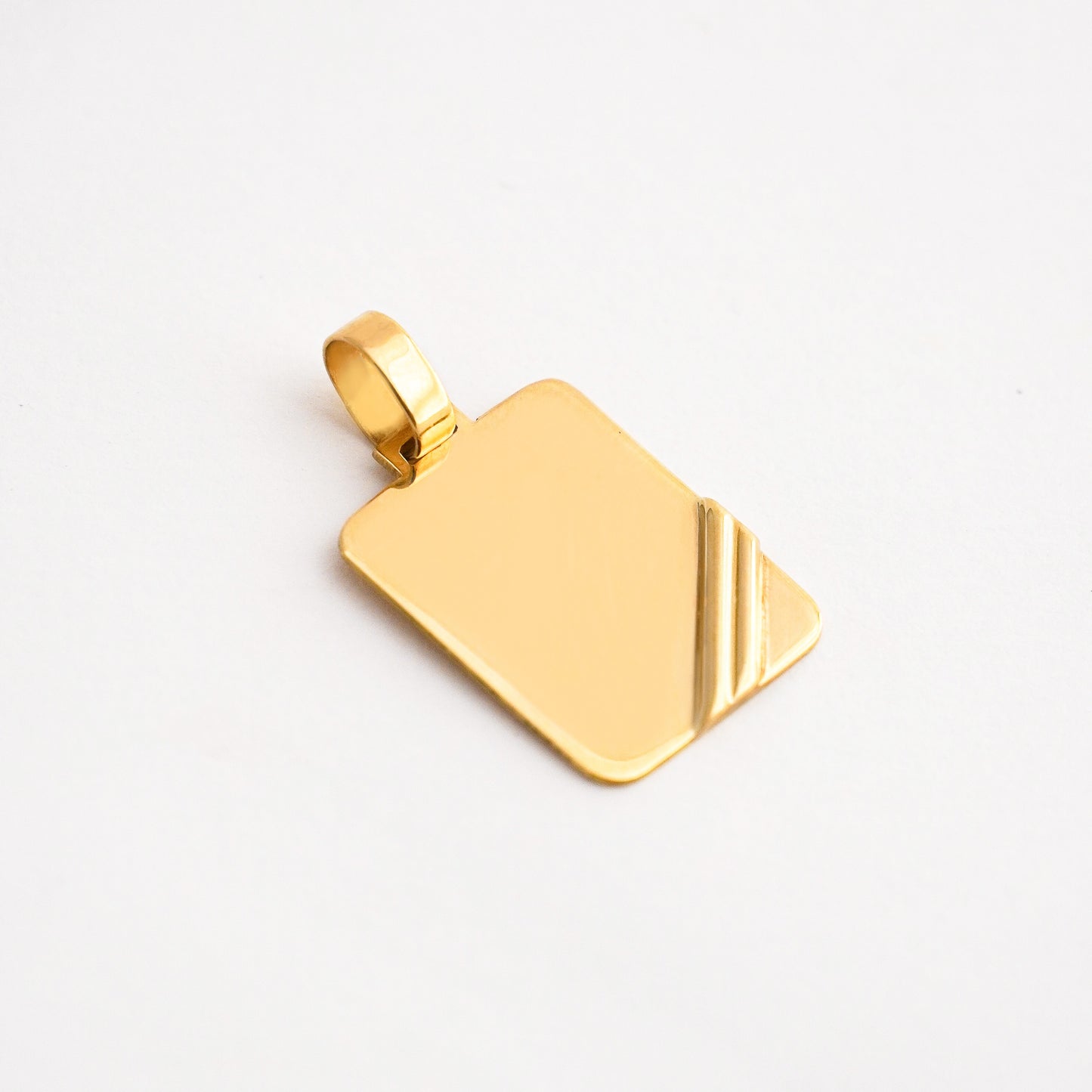 Dije Placa Rectangular Grabado Oro 18K
