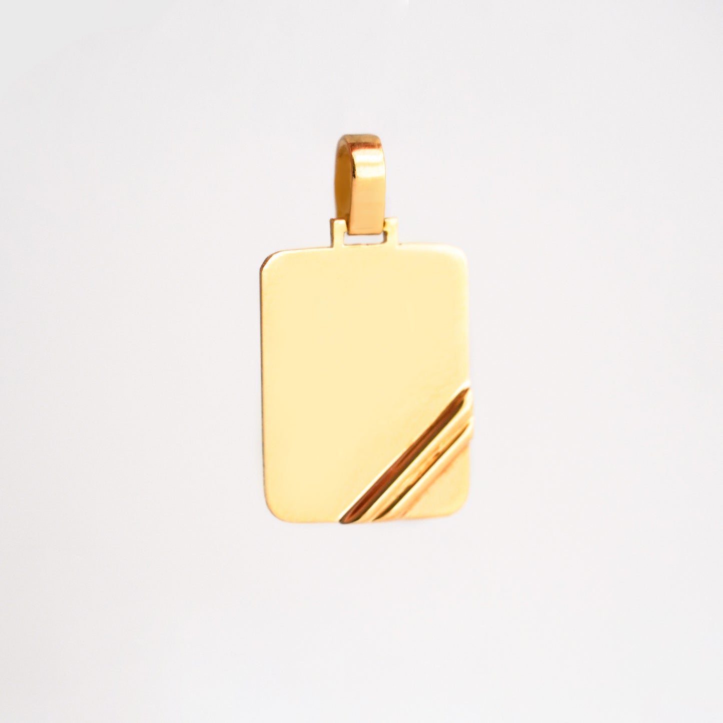 Dije Placa Rectangular Grabado Oro 18K