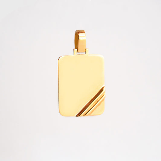 Dije Placa Rectangular Grabado Oro 18K