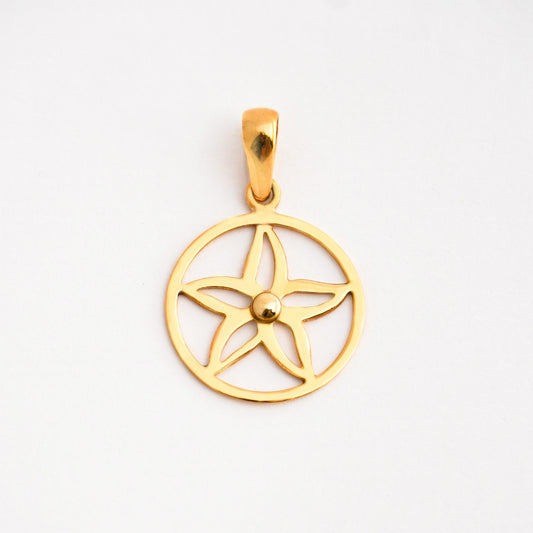 Dije Flor Círculo Oro 18K