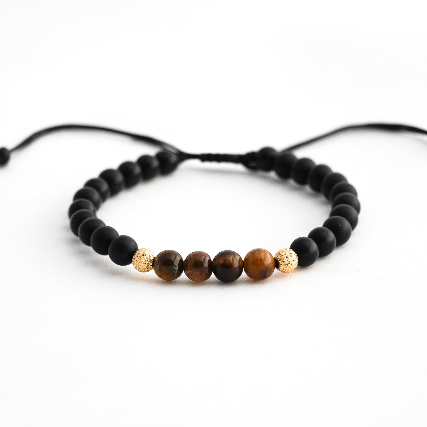 Pulsera Atlas de Ónix y Ojo de Tigre Natural en Oro 18K