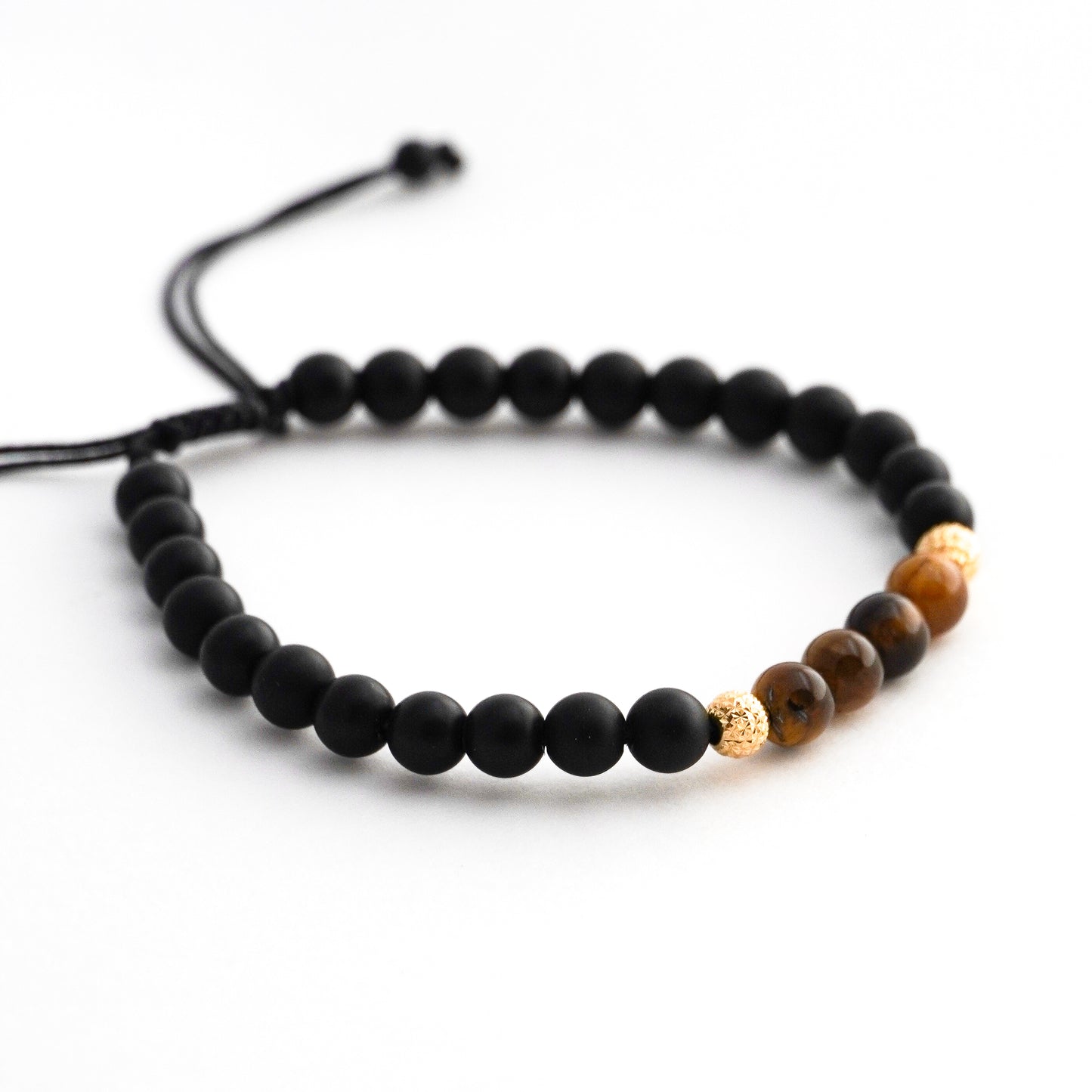 Pulsera Atlas de Ónix y Ojo de Tigre Natural en Oro 18K