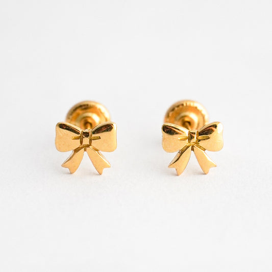 Aretes de bebé Oro18k lazo