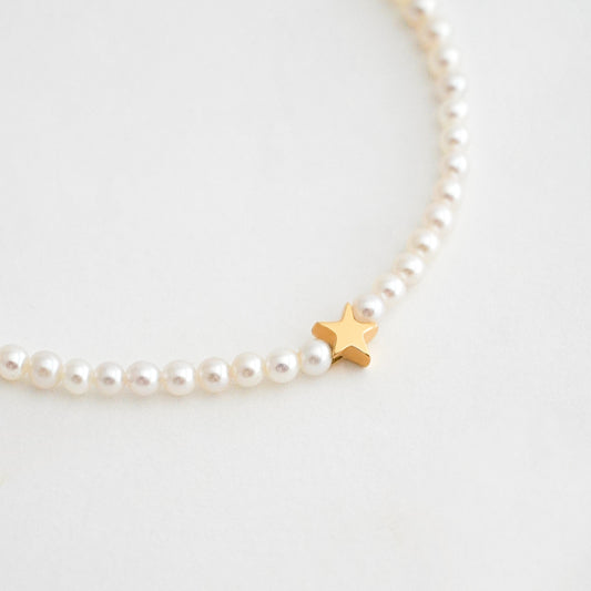 Pulsera Estrella de Perlas Naturales Oro 18K