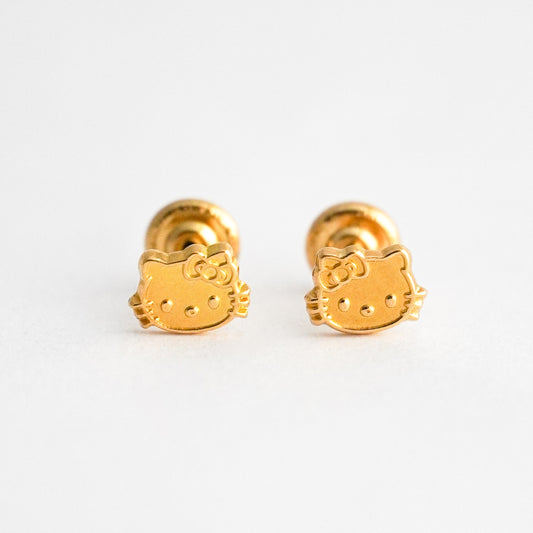 Aretes de bebé Oro18k gatito