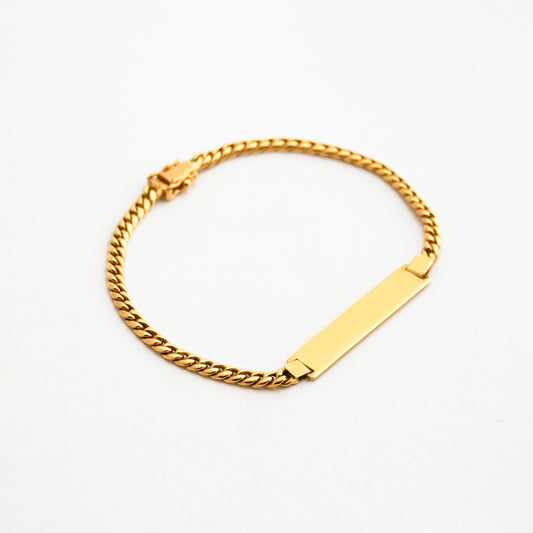 Pulsera barbada con placa para hombre en oro18k