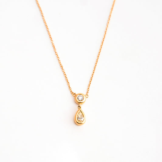 Collar Punto de Luz Gota con Diamantes Naturales en Oro 18K