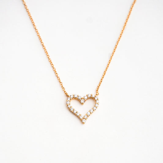 Collar Corazón Pavé con Diamantes Naturales en Oro 18K