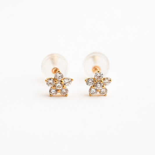 Aretes Mini Bloom con Diamantes Naturales en Oro 18K