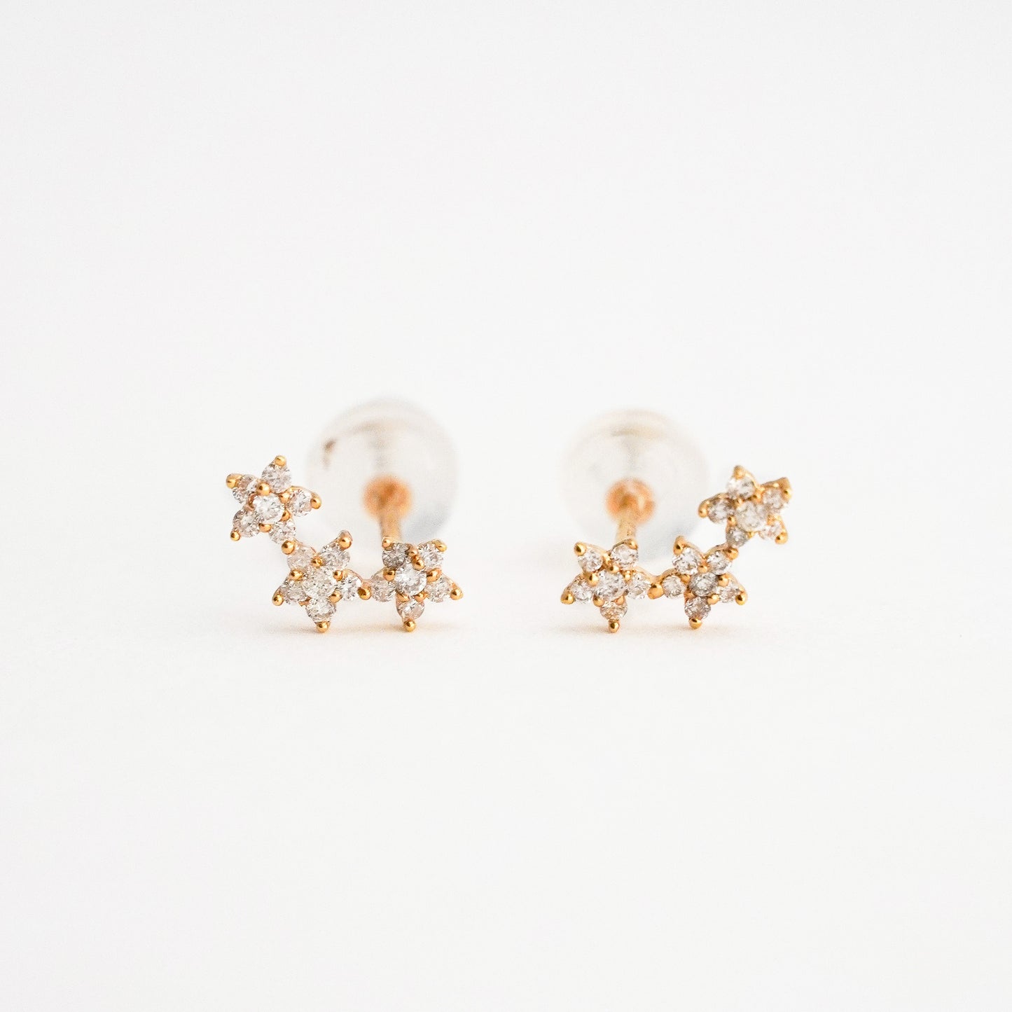 Aretes Climber Floral con Diamantes Naturales en Oro 18K
