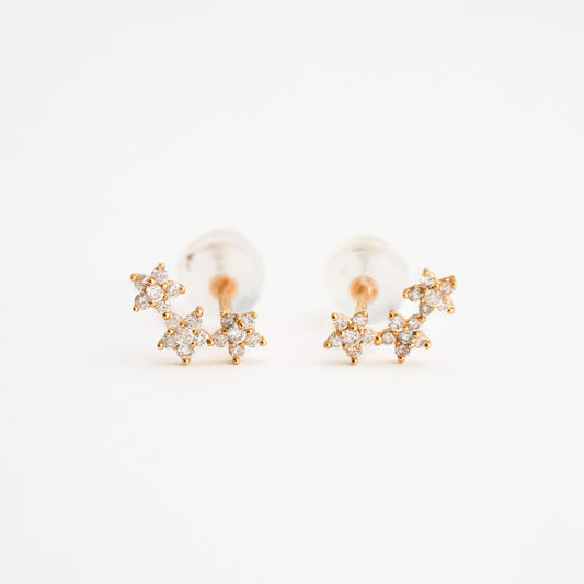 Aretes Climber Floral con Diamantes Naturales en Oro 18K