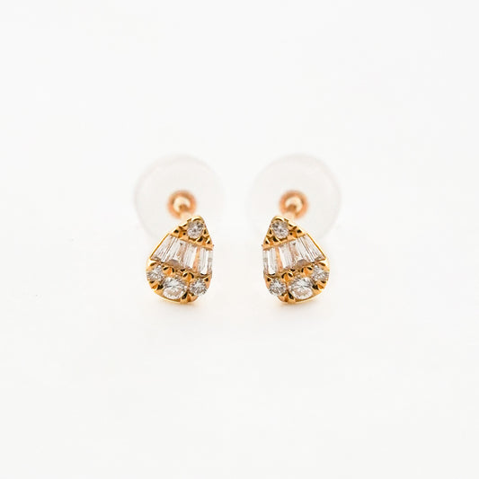 Aretes Pera Illusion Mini con Diamantes Naturales en Oro 18K