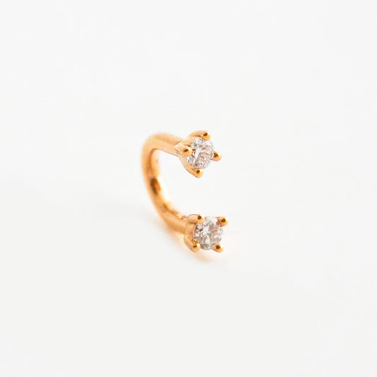 Piercing Argolla U Hoop con Diamantes Naturales en Oro 18K