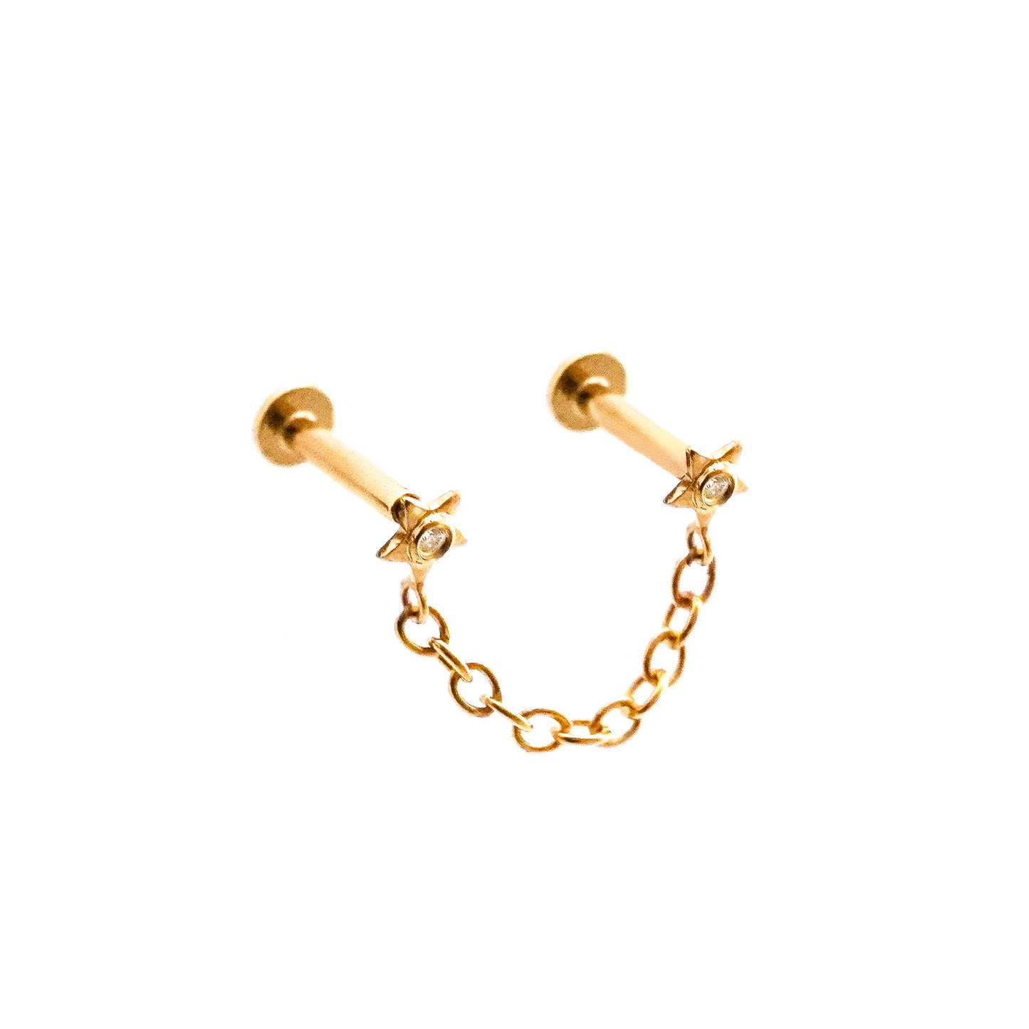 Piercing Twin Star con Cadena en Oro 18K