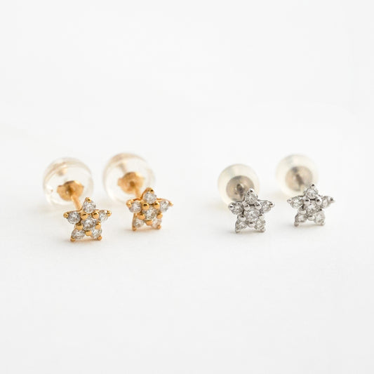 Aretes Mini Bloom Rosetas con Diamantes Naturales en Oro 18K