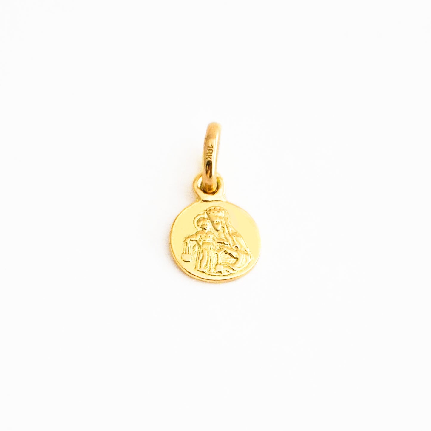 Escapulario Corazón y Virgen del Carmen Mini en Oro 18K