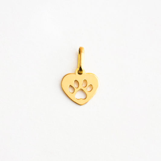 Dije Corazón Pet Lover con Huella Calada en Oro 18K