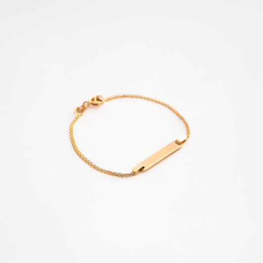 Pulsera Esclava Infantil con Placa Rectangular en Oro 18K