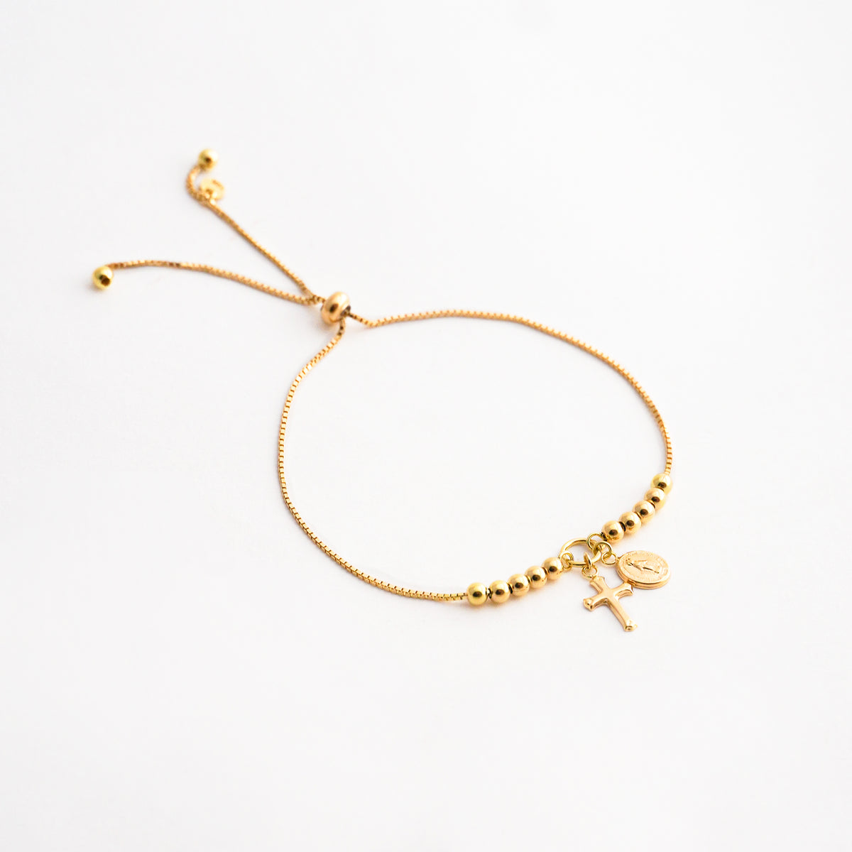 Pulsera Regulable Virgen Medalla Milagrosa en Oro 18K