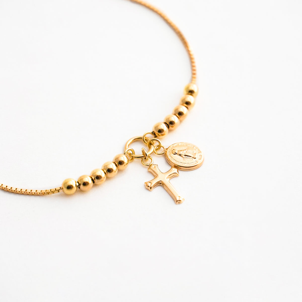 Pulsera Regulable Virgen Medalla Milagrosa en Oro 18K