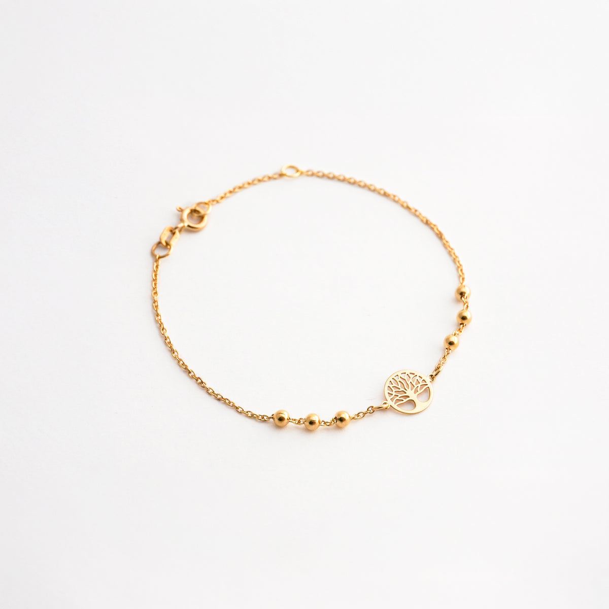 Pulsera Árbol de la Vida con Bolitas en Oro 18K