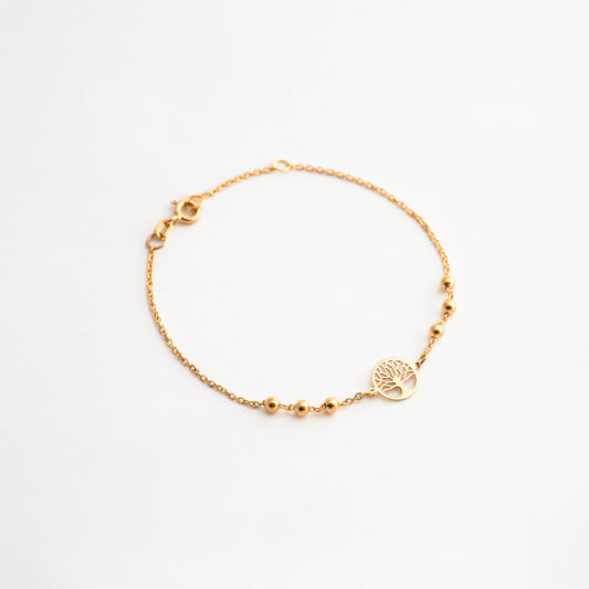 Pulsera Árbol de la Vida con Bolitas en Oro 18K