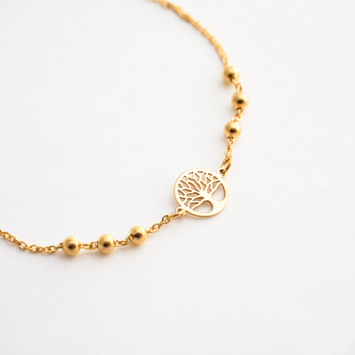 Pulsera Árbol de la Vida con Bolitas en Oro 18K