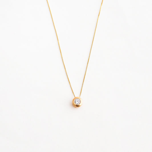 Collar Punto de Luz Regulable con Circonia en Oro 18K