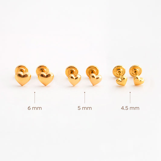 Aretes de Bebé de Corazón en Oro 18K