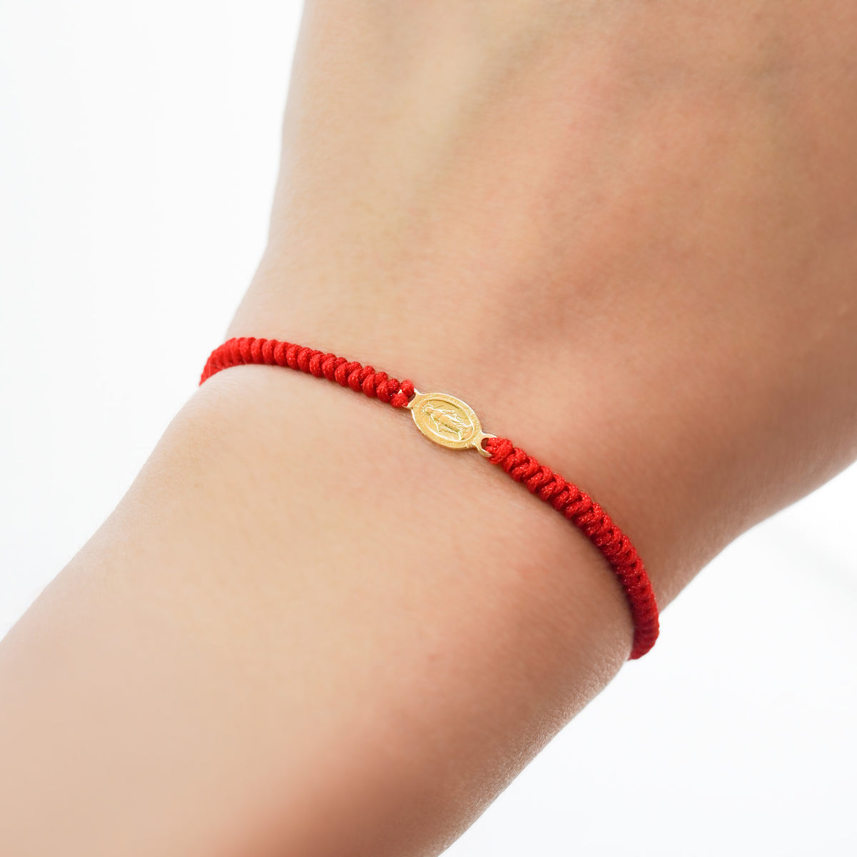 Pulsera Tejida con Medalla Virgen Milagrosa en Oro 18K