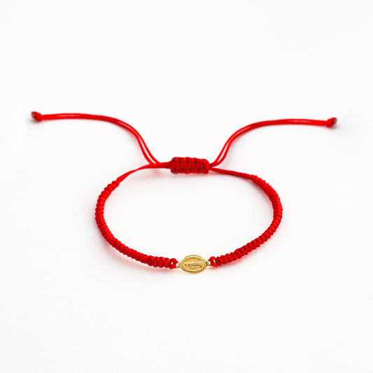 Pulsera Tejida con Medalla Virgen Milagrosa en Oro 18K