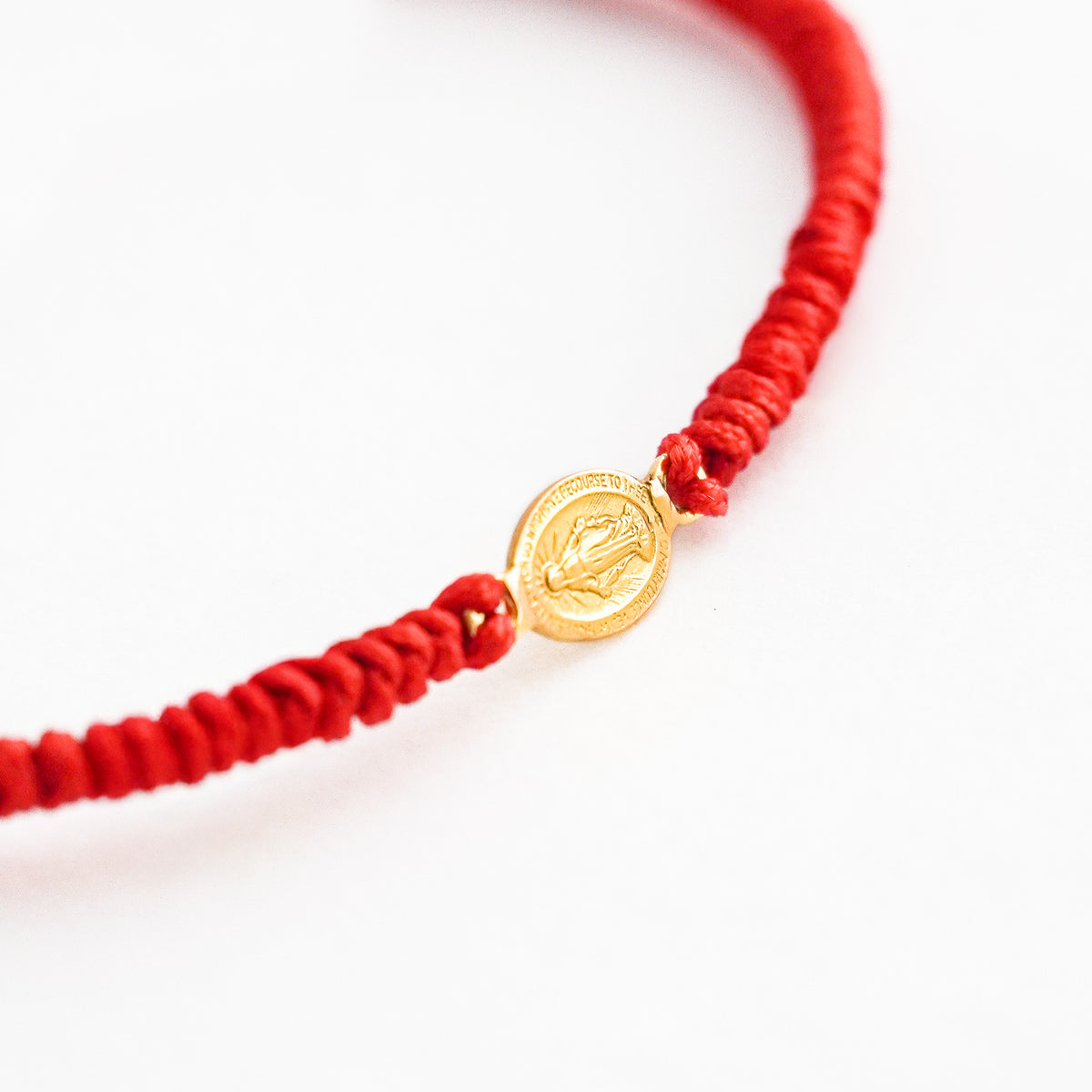 Pulsera Tejida con Medalla Virgen Milagrosa en Oro 18K