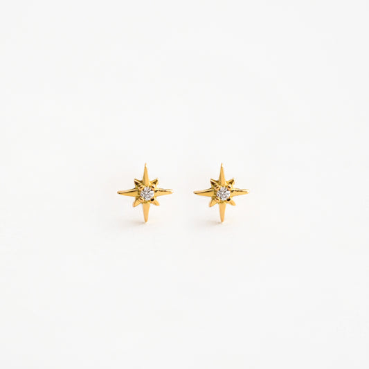 Aretes Estrella del Norte Mini con Diamantes Naturales en Oro 18K